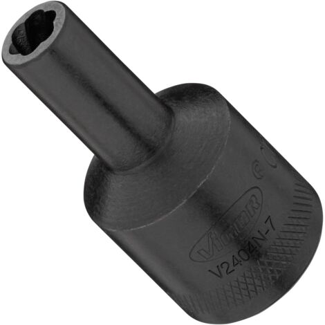 VIGOR Spiralnutenausdreher-Einsatz, 1/2 (12,5 mm) Vierkant hohl, Außen Schraubenausdreher Profil, SW 7 mm