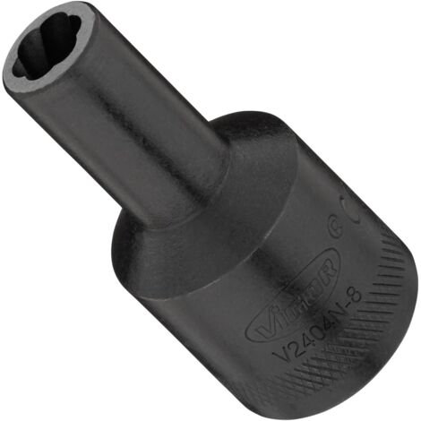 VIGOR Spiralnutenausdreher-Einsatz, 1/2 (12,5 mm) Vierkant hohl, Außen Schraubenausdreher Profil, SW 8 mm