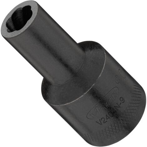 VIGOR Spiralnutenausdreher-Einsatz, 1/2 (12,5 mm) Vierkant hohl, Außen Schraubenausdreher Profil, SW 9 mm
