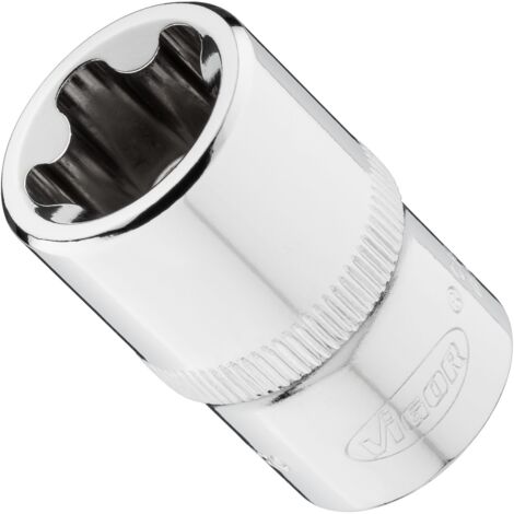 VIGOR Steckschlüsseleinsatz, 1/2 (12,5 mm) Vierkant hohl, Außenprofil mit 5 abgerundeten Flanken (TORX-ähnlich), SW E20+