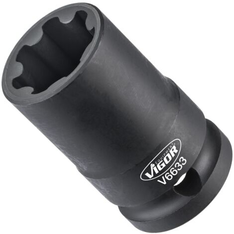 VIGOR Steckschlüsseleinsatz, 1/2 (12,5 mm) Vierkant hohl, Rillenprofil, SW 22 mm