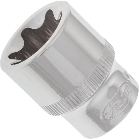 ViGOR V2729N - Inserto per chiave a bussola Torx, larghezza chiave E20, attacco quadrato da 3/8", profilo E, lunghezza 28 mm, strumento per lavori di precisione