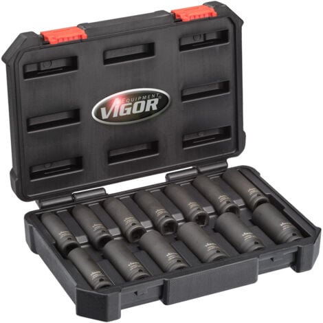 Vigor  V5550L Außen-Sechskant Kraft-Steckschlüsseleinsatz-Set      13teilig 1/2" (12.5 mm)