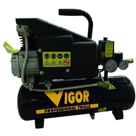 Vigor VCA-8L Compressore Elettrico Portatile 8 L 1 HP 750W 8 bar Trasmissione Diretta 1 Cilindro 118 lt-min