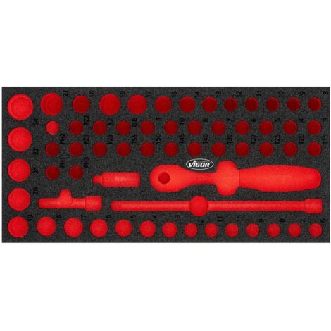 VIGOR Weichschaumeinlage, leer, L x B x H: 393 mm x 188 mm x 35 mm, Art.Nr. V4973N-L