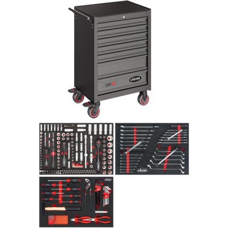 VIGOR Werkstattwagen Series M, mit Sortiment, 238-tlg., Anzahl Werkzeuge: 238