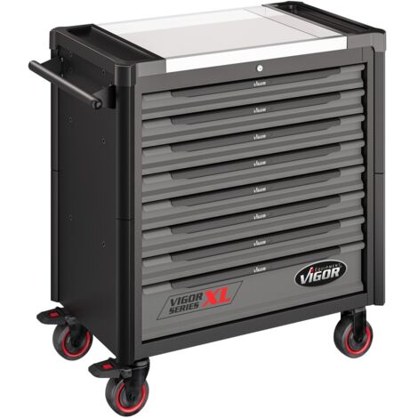 VIGOR Werkstattwagen Series XL, Edelstahl-Arbeitsplatte, leer, L x B x H: 949 x 523 x 1017 mm