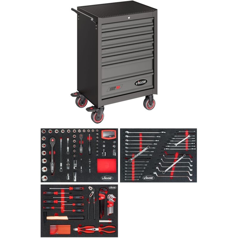 Image of Vigor - Werkstattwagen Series m, mit Sortiment, Anzahl Werkzeuge: 164