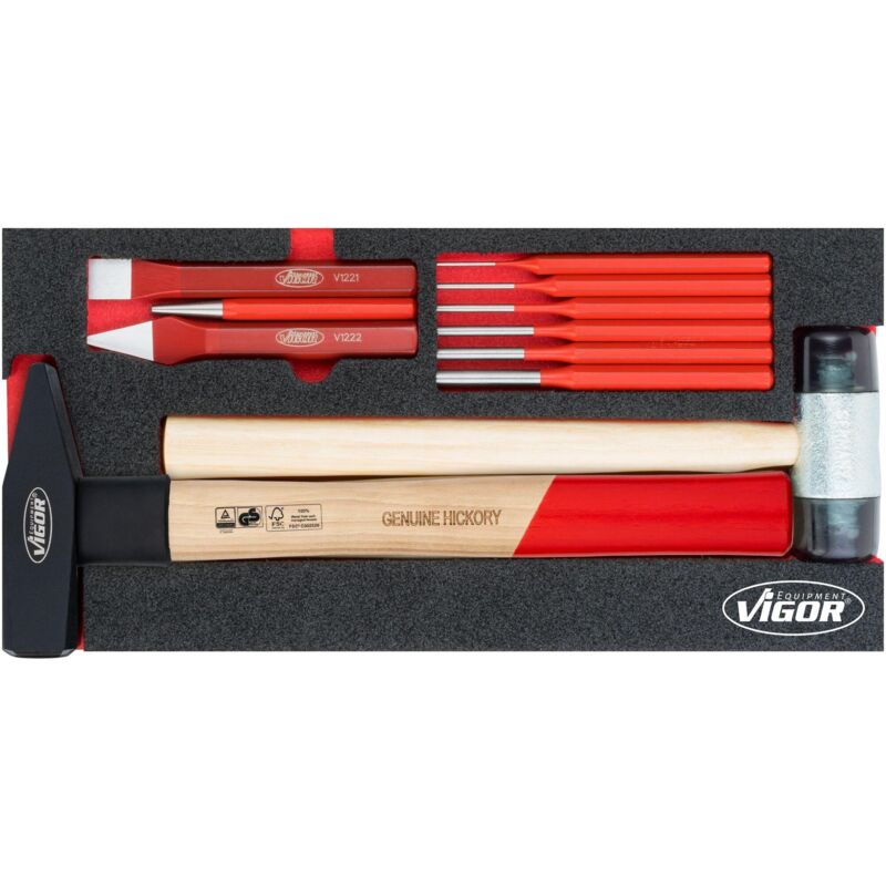 Image of Hammer- und Meißel Satz, Anzahl Werkzeuge: 11 - Vigor