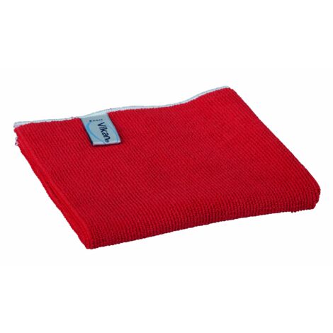 Vikan 691134 Basic Panno in microfibra, rosso, 320 mm di lunghezza, 320 mm di larghezza, 3 mm di altezza, confezione da 5