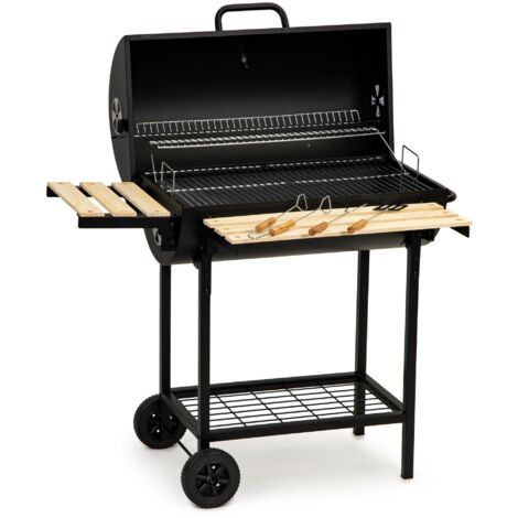 Viking Choice – Barbecue charbon avec couvercle et thermostat intégré – Grille de cuisson 64x38 cm – Dimensions 104x68x111 cm – Roues pour transport facile
