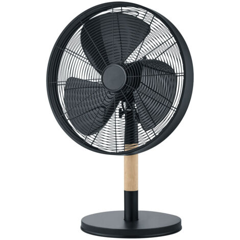 VIKING VENTILATORE DA APPOGGIO NERO E LEGNO CON INTERRUTTORE 3 VELOCITA' OSCILLANTE  H. 57CM D. 35CM