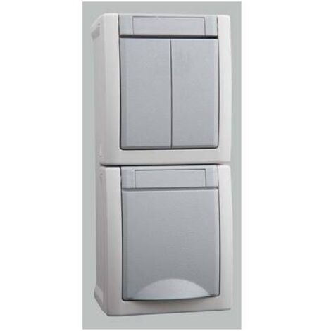 VIKO Interruttore per ambienti umidi Combinazione interruttore/prese Pacific Grigio 90591082-DE