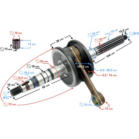 Vilebrequin pour scooter Firefox (15 mm)