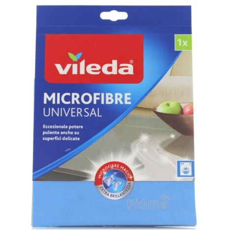 Vileda 139197 Panno Microfibre Plus, 100% Microfibra Ideale per Rimuovere Efficacemente Anche Lo Sporco più Ostinato Solo con Acqua, con Odor Stop
