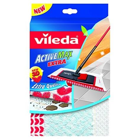Vileda ActiveMax Extra Panno Ricambio Microfibra per Sistema Lavapavimenti ActiveMax, Multiuso, Pulizia dei Pavimenti, Parquet
