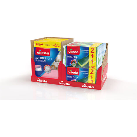 Vileda Exposant de nettoyage avec lingettes et éponges antibactériennes
