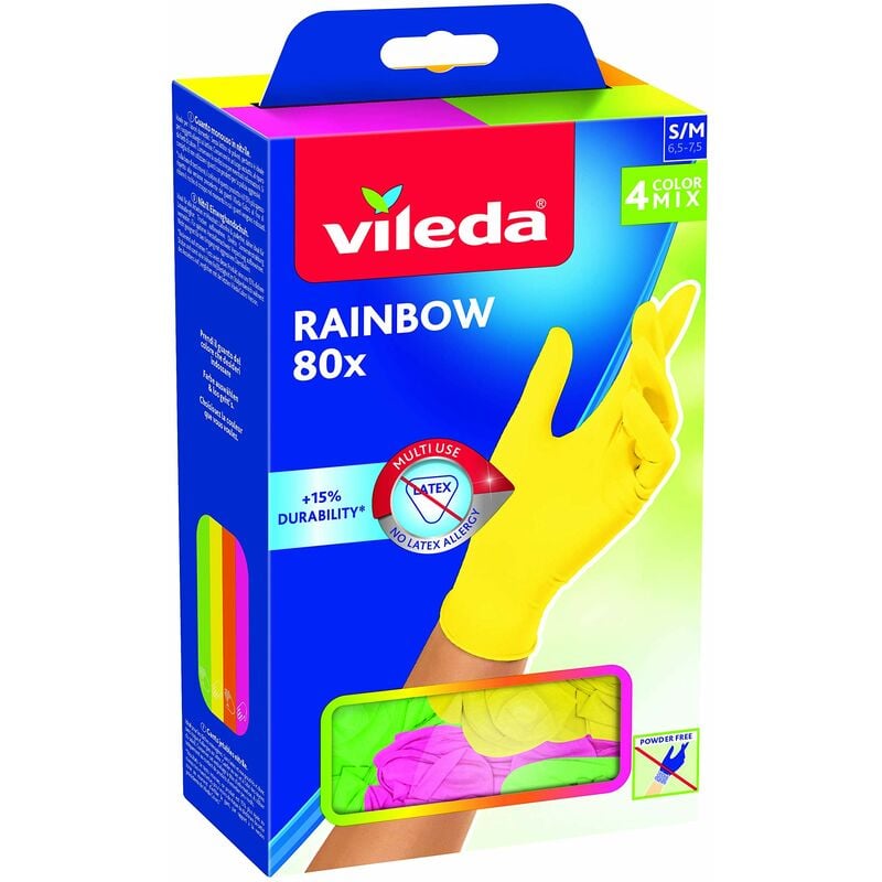 Image of Guanti Multiuso Rainbow, Nitrile, Multicolore, 80 Pezzi, m/l - Vileda
