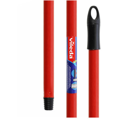 Vileda – Manche à balai universel aluminium rouge 140 cm – Résistant à la corrosion – Filetage exclusif pour montage facile – Compatible avec toutes brosses