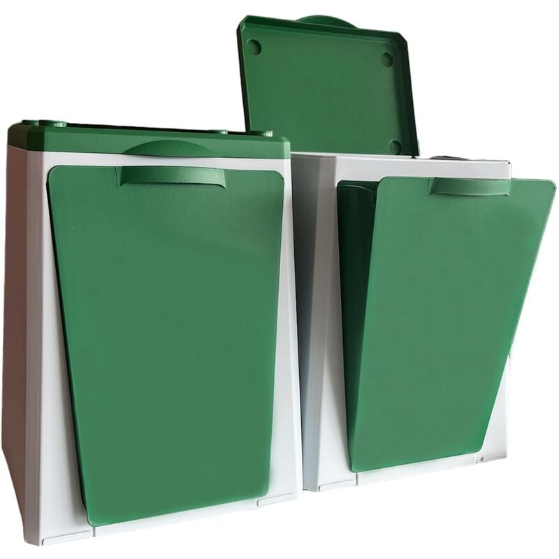 Poubelle de recyclage plastique modulaire ecube, 2 Compartiments - Capacité 20 l - Vert - Vileda