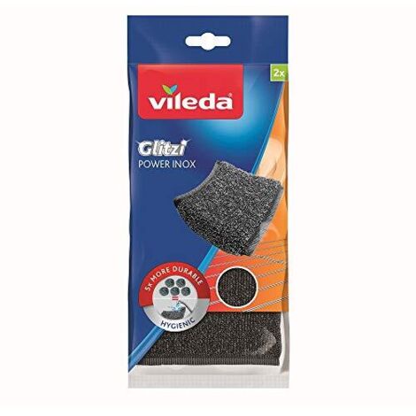 Vileda Power Inox Glitzi Paglietta Abrasiva, Antiruggine, Rimuove le Incrostazioni più Difficili