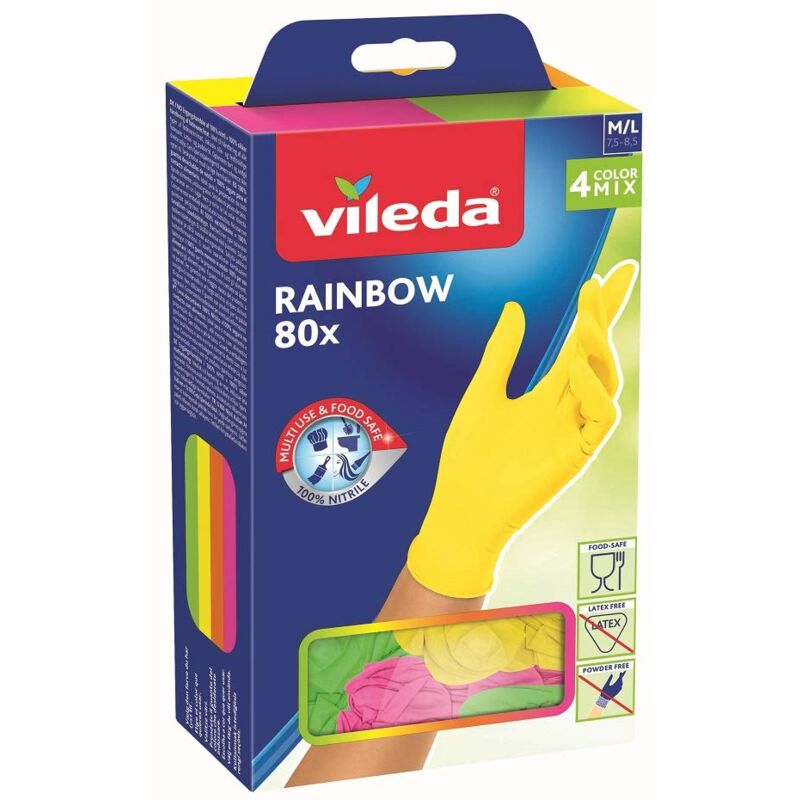 Vileda Rainbow-Guanti in Nitrile, M, Multicolore
