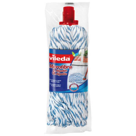 Vileda – Serpillère microfibres et coton – Absorption optimale pour nettoyage efficace – Compatible avec tous les manches – Embout spécial pour recoins difficiles