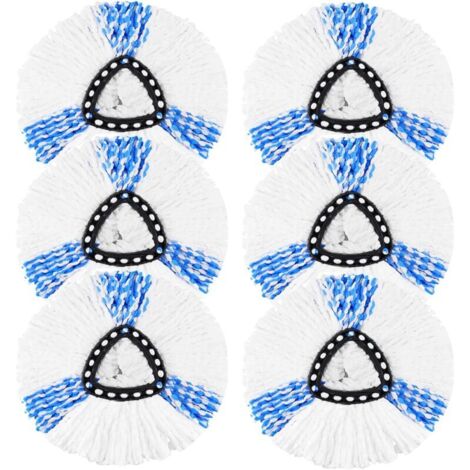Vileda Turbo 2 in 1 EasyWring & Clean Mop Replacement Heads Compatible with O-Cedar Mop Head Set (6 White-Blue)