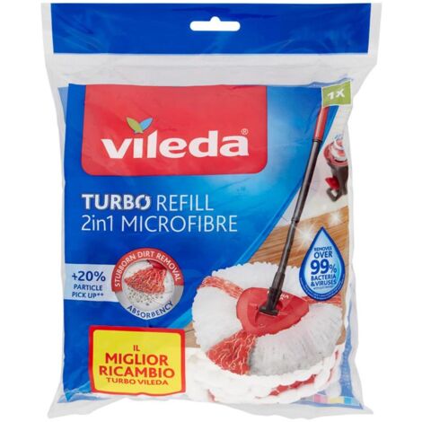 Vileda Turbo 2in1 - Ricarica in microfibra e poliammide, colore rosso e bianco