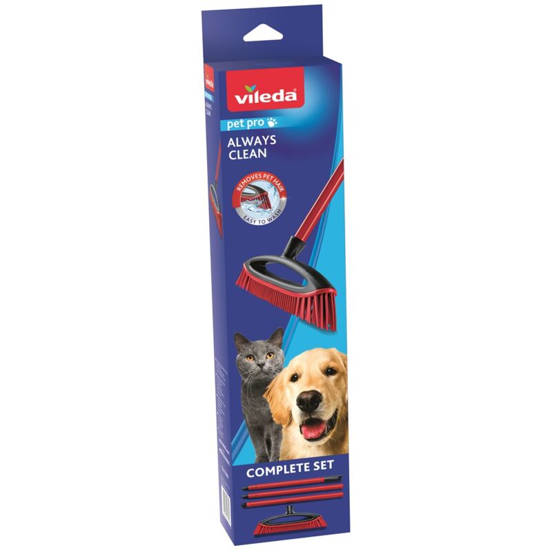 Vileda Set Brush Always Clean Pet Pro, Red, Medium
