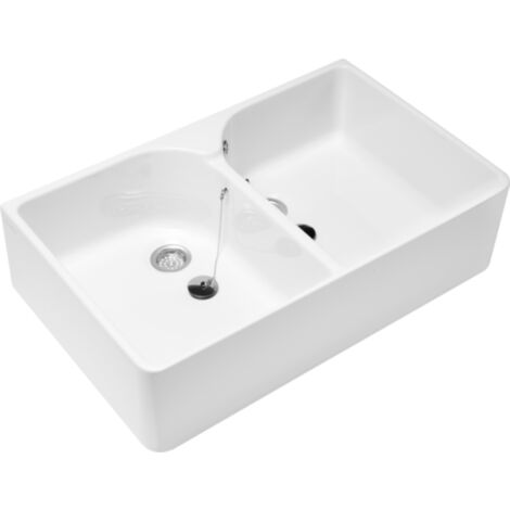 VILEROY ET BOCH O Novo fregadero blanco de 2 senos 22 x 79,5 x 51 cm con rebosadero