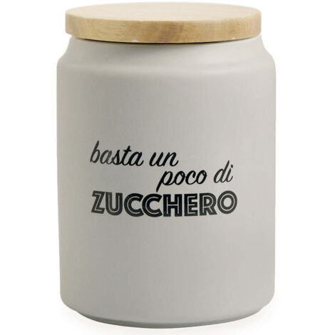 Villa d'Este Barattolo Zucchero in gres con Coperchio in Bambù