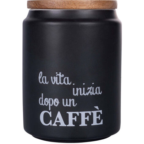 Villa d’Este Home Tivoli Idee Barattolo Caffè con Coperchio Bamboo, Nero