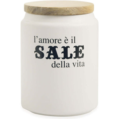 Villa d’Este Home Tivoli Idee Barattolo Sale con Coperchio Bamboo, Bianco