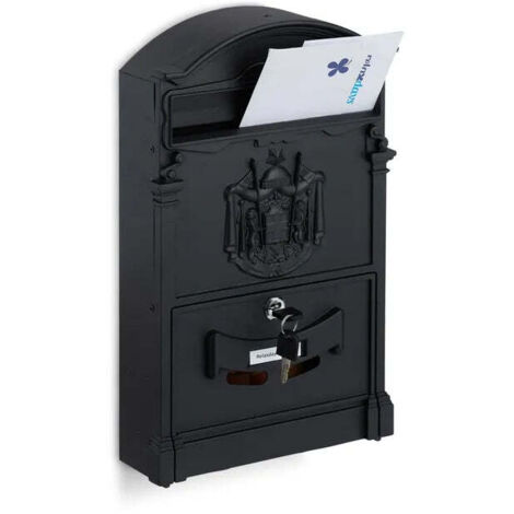 VILLA ITALIA BRIEFKASTEN AUS ALUMINIUM IN DER FARBE ANTHRAZIT L26xT9xH42 cm
