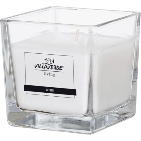 Villa Verde Duftkerze im Glas klar eckig White, 8 x 8 x 8 cm Duftkerzen