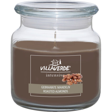 Villa Verde Duftkerze im Glas m. Deckel Gebrannte Mandeln, H 10 cm, Ø 10 cm Duftkerze