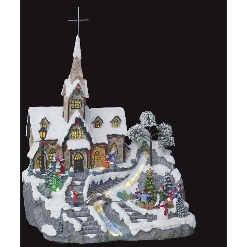 Village de Noël - l 31 cm x l 29 cm - Église du village - Livraison gratuite