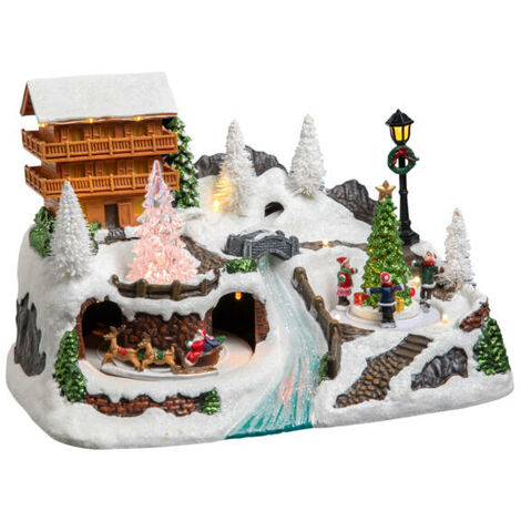 Village de Noël lumineux Chalet en montagne