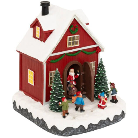 Village de Noël lumineux et animé Maison du Père Noël et enfants - Feeric Christmas