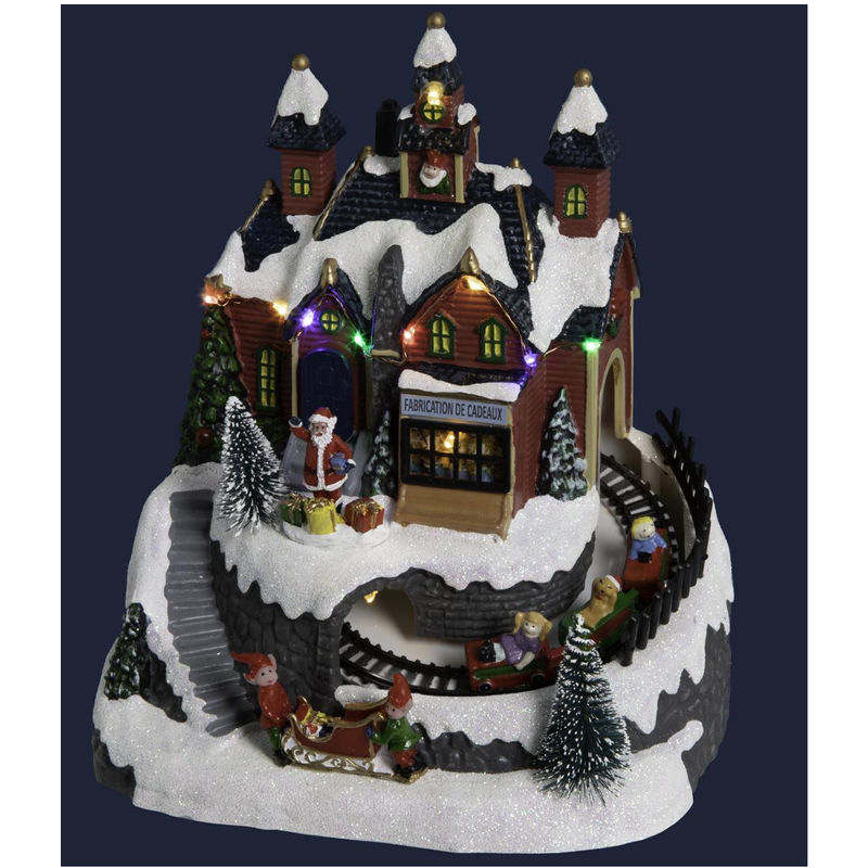Fééric Lights And Christmas - Village de Noël lumineux, animé et musical Maison du Père Noël avec train - Feeric Christmas - Multicolore