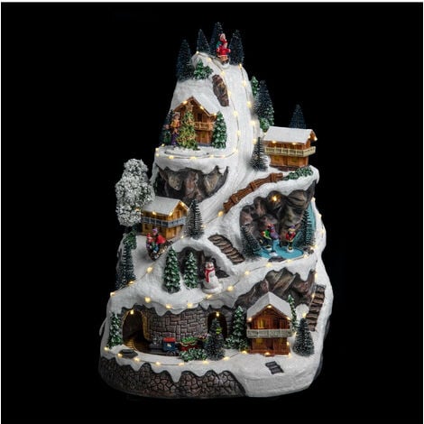 Village de Noël lumineux, musical et animé Montagne avec Maisons et Sapins enneigés - Feeric Christmas - Multicolore