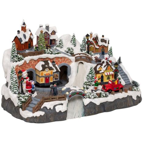 Village de Noël lumineux, musical et animé Père Noël avec enfants - Feeric Christmas
