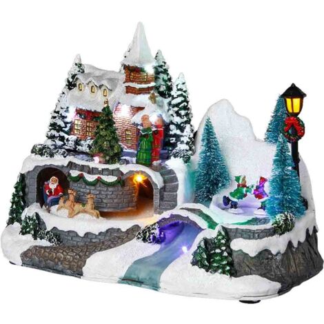 Village de Noël maison avec bonhomme de neige