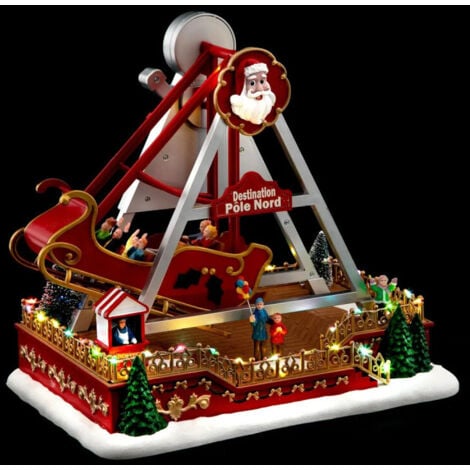 FÉÉRIC LIGHTS AND CHRISTMAS Village lumineux attraction bateau 41 LED H.33cm musical - Atmosphera créateur d'intérieur