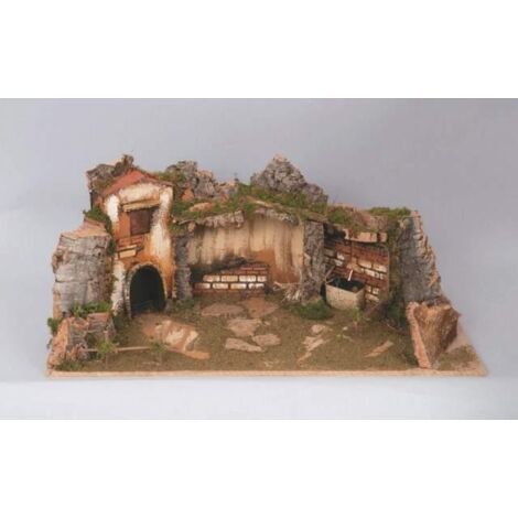 Village en liège 70x32x38 cm avec fontaine