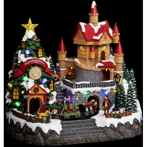 Village lumineux manoir du Père Noël 33 LED l.31cm musical - Feeric lights & christmas