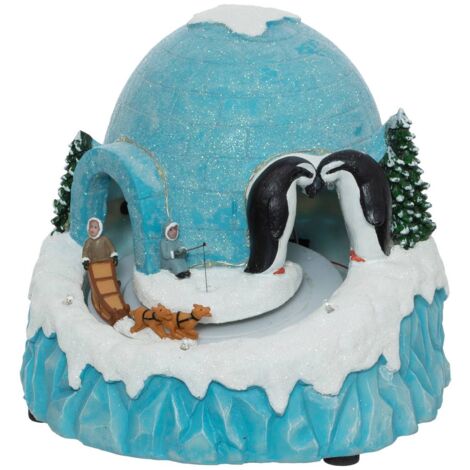 Villaggio igloo illuminato 20 led h.21cm musicale  - Atmosphera créateur d'intérieur