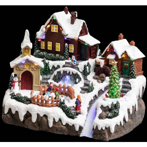 Villaggio musicale illuminato del lago ghiacciato 28 led - Feeric lights & christmas