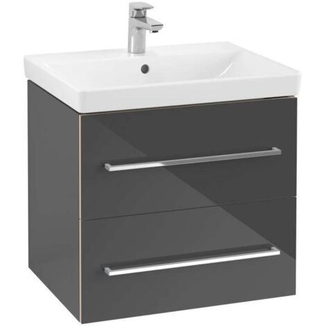 Villeroy & Boch Avento Módulo de lavabo A88900, 2 extraíbles, anchura 580mm, color: Gris Cristal - A88900B1